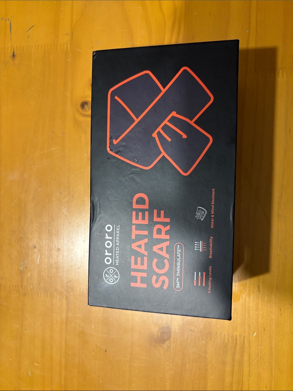 ORORO Heated Scarf - Black Box with Red Accents